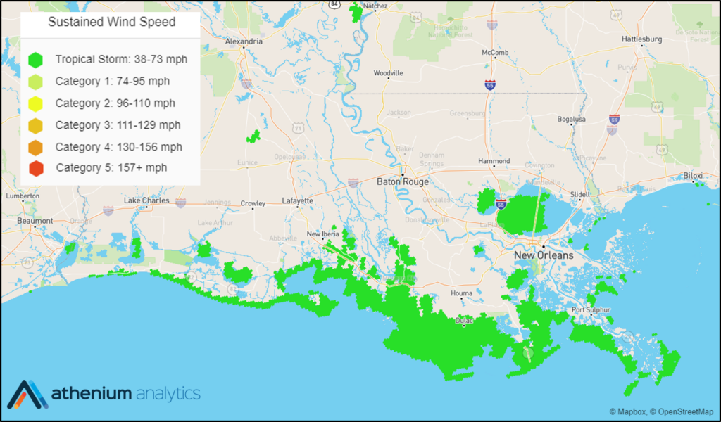 Hurricane Barry Wind Speeds