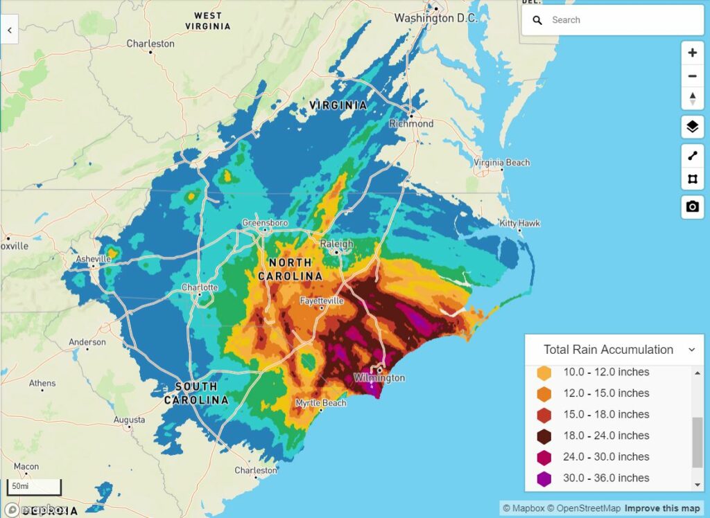 Hurricane Florence Rain Accumulations | Athenium Analytics