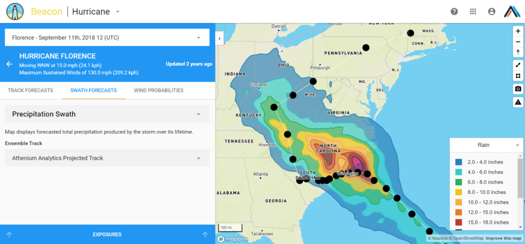 hurricane precipitation swath forecast | Hurricane Florence